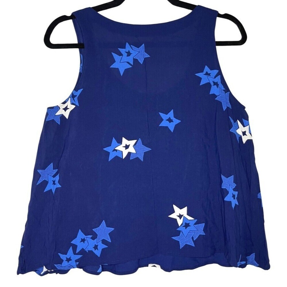 See By Chloe Womens Short Tank Set 10 Blue Viscose Bermuda Lined Stars Relaxed - Picture 4 of 16